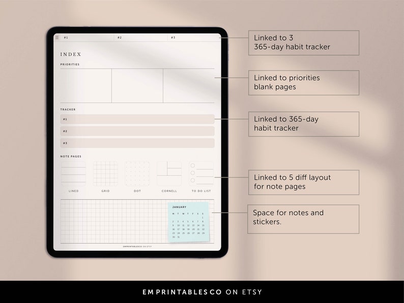 Digital 365 Day Habit Tracker, Digital Daily Goal Tracker, Digital ...