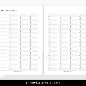 6am - 10pm Hourly Schedule With 15 Minutes Interval on 2 Pages ...
