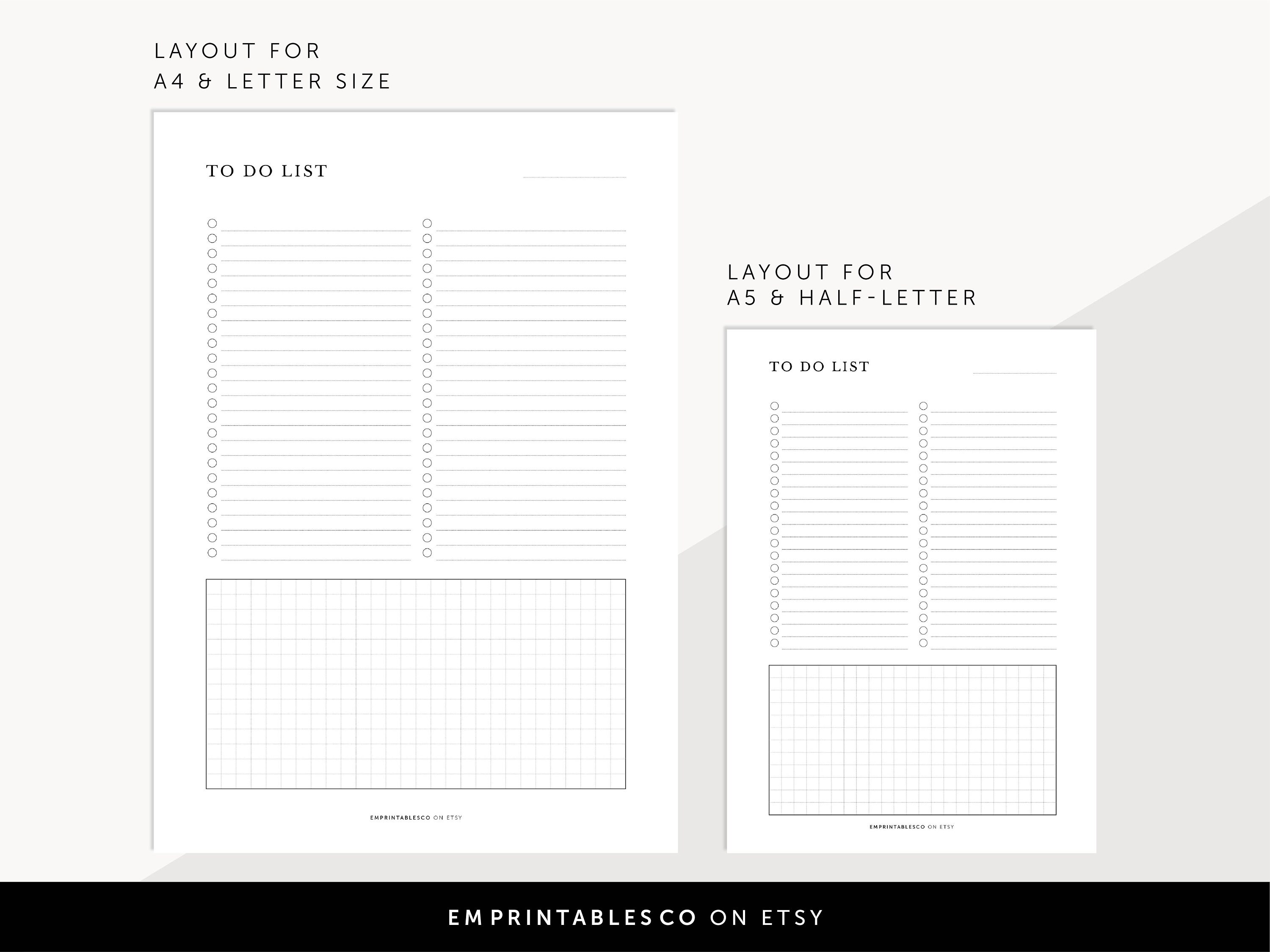 To Do List With Sketch Pad Grid Lined Notes Productivity Etsy