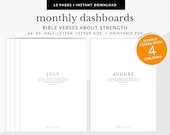Monthly Planner Dividers, Printable Monthly Dashboards with Bible Verses, Minimalist Planner Divider Inserts, A4/A5/Letter/Half Size