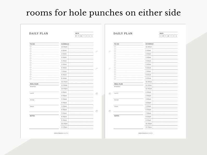 24 Hour Daily Planner With Meal Plan, 24hrs Daily Schedule, Daily ...