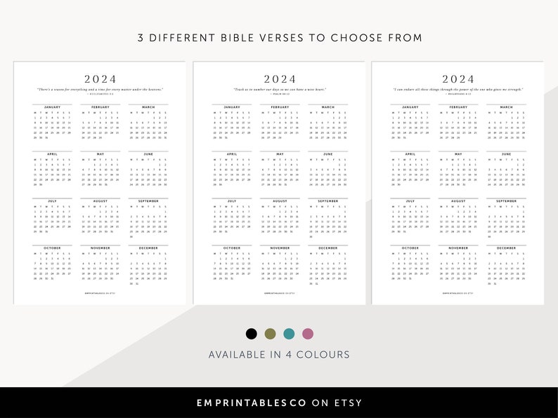 2024 Calendar With Bible Verses, 2024 Christian Calendar, 2024 Faith