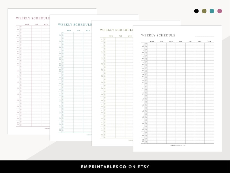 Hourly Weekly Schedule with 15 Minutes Interval, Meeting Tracker, Fillable & Printable, Weekly Planner Inserts, A4/A5/Letter/Half Size