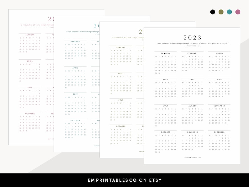Calendrier 2023 avec versets bibliques Calendrier chrétien - Etsy France