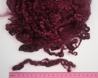 Burgundy Kid Mohair Locks, extra long, ideal for Spinning, Blending, Dolls Hair, Felting