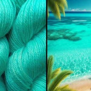 Aqua Colourway Hand Dyed Mohair Fingering Weight, Baby Weight Yarn. For Knitting, Crochet or Weaving