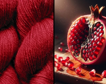 Hilo de mohair para fingering, grueso y deportivo, teñido a mano, en color granada. Para tejer, crochet o tejer a máquina.