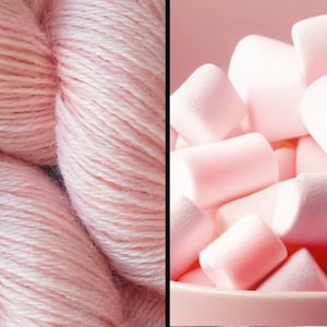 Pink Marshmallow Colourway Indie Dyed / Hand Painted Mohair Sport Weight Worsted Spun Yarn. For Knitting, Crochet, or Weaving