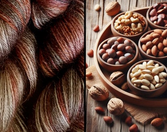 Nuts About You Colourway Indie Dyed Brown Mohair Sport Weight Yarn. For Knitting, Crochet or Weaving