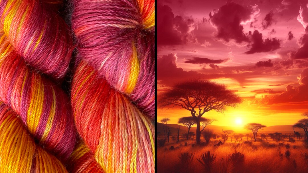 African Sunset Colourway Indie Dyed Mohair Fingering Weight, Baby ...