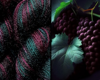 Through the Grapevine Colourway Indie Dyed / Hand Painted Mohair Fingering Weight Yarn, For Knitting, Crochet or Weaving