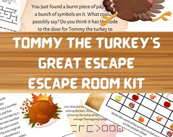 Escape Room For Kids | Printable Escape Room | The Turkey’s Great Escape| DIY Escape Room | Thanksgiving Printable Games | Family Game Night