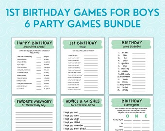 First Birthday Party Games for Boys Printable Party Games Bundle