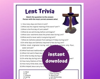 Lent Trivia Game | Kids Or Adults Lent Trivia  Quiz | Lenten Party Game | Lent Activity For Adults & Children | Catholic Game
