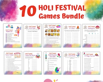 Holi Festival Games Bundle | Holi Activities for Kids | Holi Activities for Classroom | Printable Holi Games | Holi Festival Fun