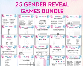 25 Gender Reveal Games | Printable Gender Reveal Party Games | Baby Shower Games | Gender Reveal Shower Games | Gender Reveal Ideas