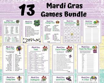 Mardi Gras Games Bundle | Printable Mardi Gras Party Game | Mardi Gras Family and Kids Activity | Fat Tuesday Classroom Games | Digital