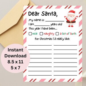 Brief an den Weihnachtsmann, Weihnachtswunschliste, Weihnachten für Kinder, Weihnachtsaktivität, Klassenzimmer Weihnachten, Zuckerstange, Santa Lette zum ausdrucken
