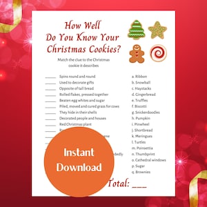 Christmas Cookie Match Up Game | Christmas Party Game | Christmas Cookie Quiz Game | Holiday Party | Christmas Trivia | Xmas Cookie Game