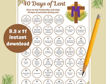 40 days of Lent Countdown Calendar | Kids Lent Activity | Lenten Activity for Kids | Holy Week Printable | Catholic Activity | Bible Lesson