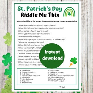 St Patrick's Day Riddle Printable Game | St Paddy's Day Office ...