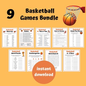 Jeux amusants de folie de basket-ball de mars | Lot imprimable de jeux de basket-ball universitaire | Jeux imprimables de basket-ball | Jeux de basket-ball