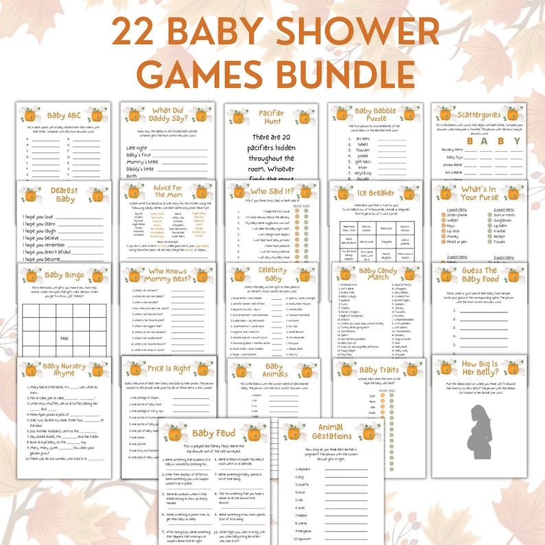 22 Pumpkin Baby Shower Games Printable Fall Baby Shower Games Autumn