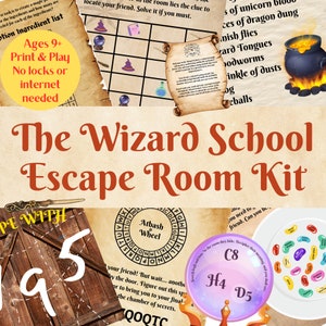 Escape Room For Kids | Printable Escape Room Kit | The Wizard School Escape Room | DIY Escape | Birthday Party Games | Family Game Night