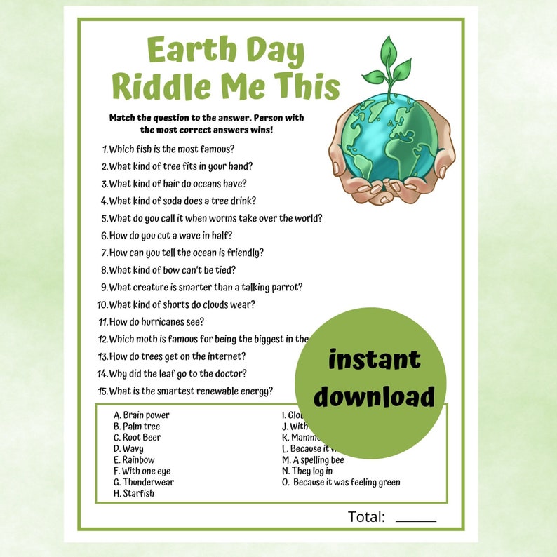 Earth Day Riddle Me This Earth Day Jokes Environmental Activity for
