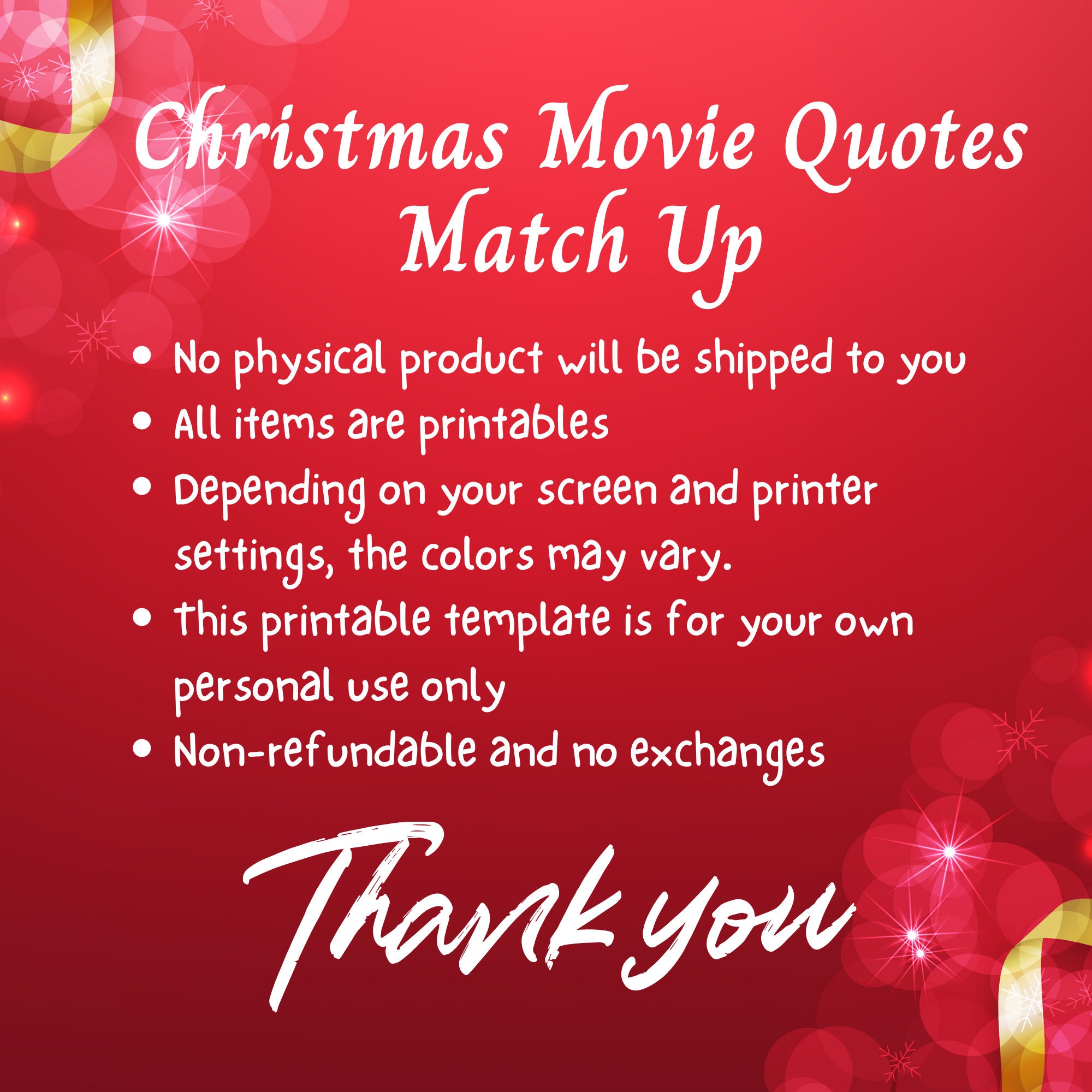 Christmas Movie Quotes Match up Christmas Movie Trivia Game Office