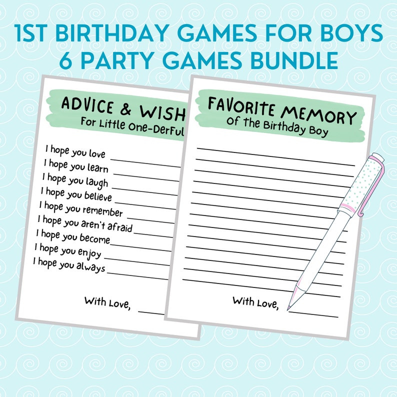 First Birthday Party Games for Boys | Printable Party Games Bundle ...