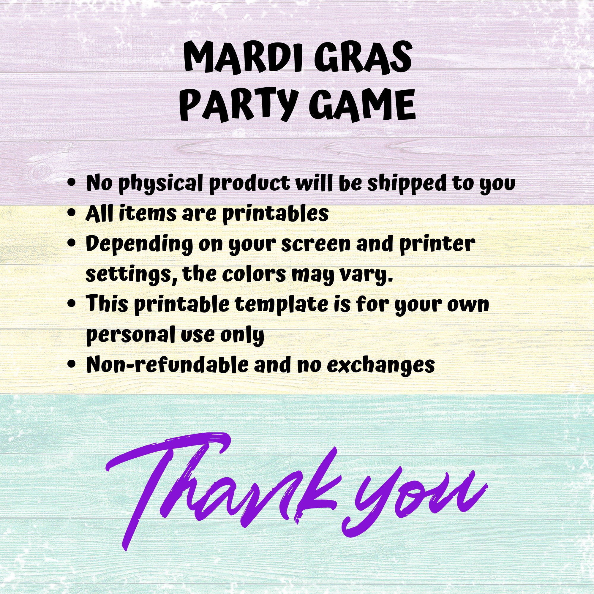 Mardi Gras Trivia Game Printable Mardi Gras Party Game Instant Download ...
