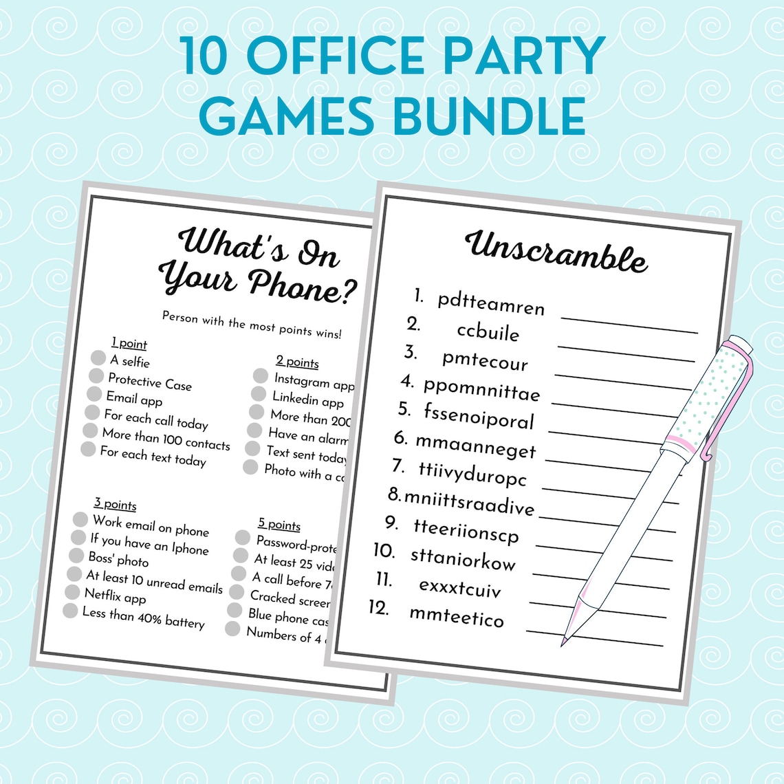 Office Party Games Bundle Printable Games for Team Building Icebreaker