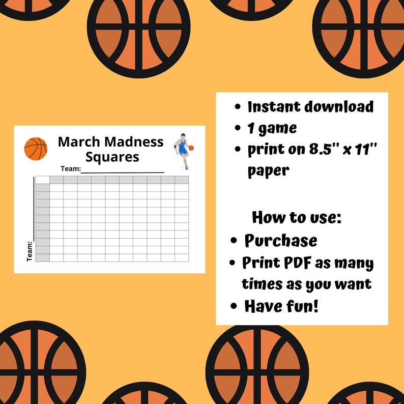 March Madness Games Squares Printable March Madness Game NCAA