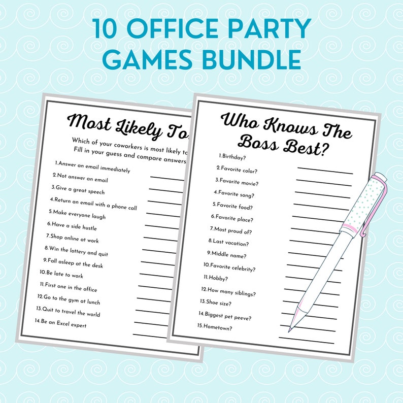 Office Party Games Bundle Printable Games for Team Building Icebreaker