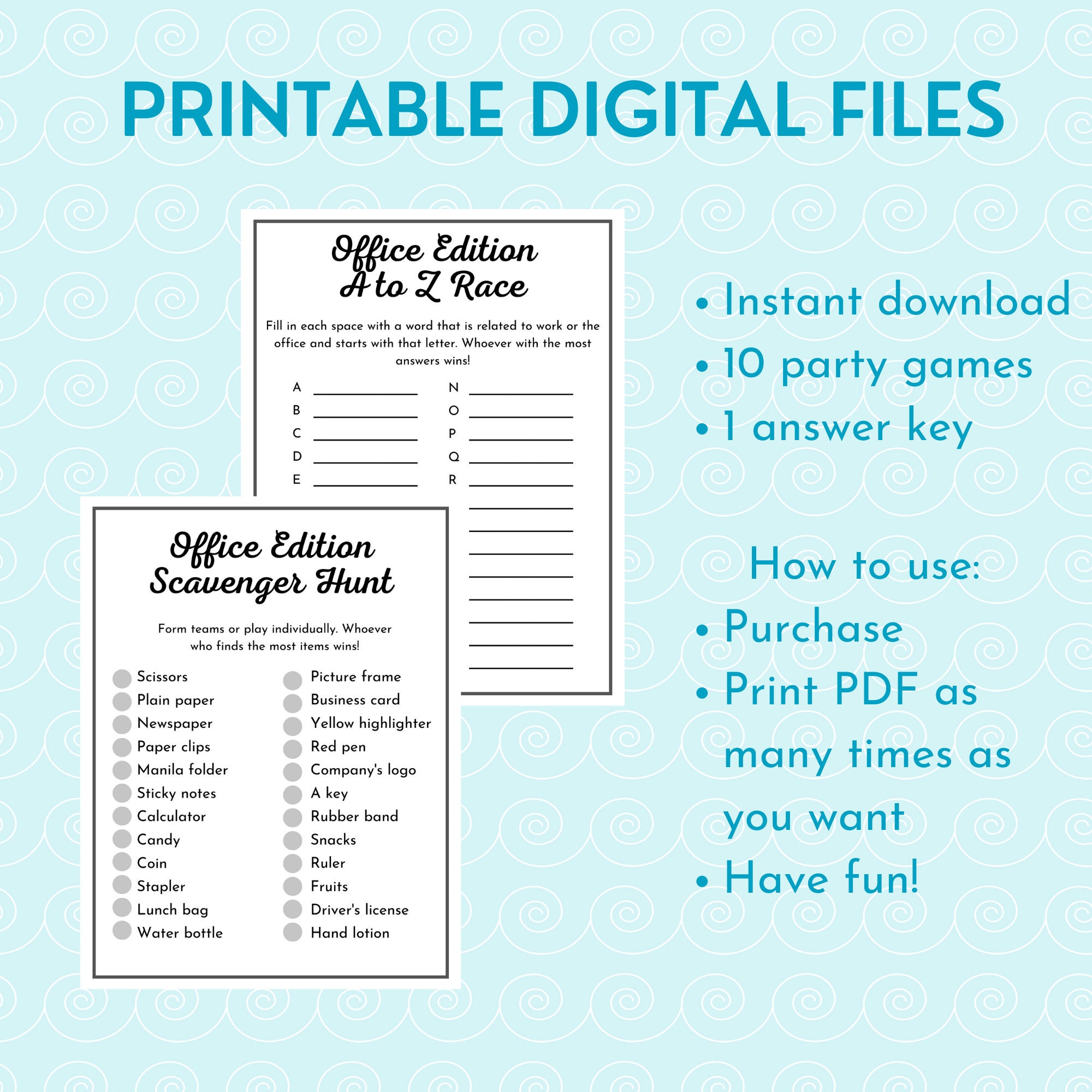 Office Party Games Bundle | Printable Games for Team Building ...