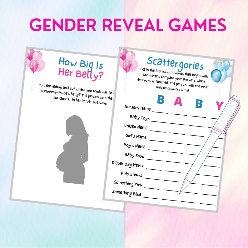 25 Gender Reveal Games Printable Gender Reveal Party Games Etsy