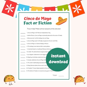 Cinco de Mayo Fact or Fiction Game | Mexican Trivia Game | Fiesta Fun | Classroom Activity | Fun Mexican Games | Taco Party | Taco Tuesday