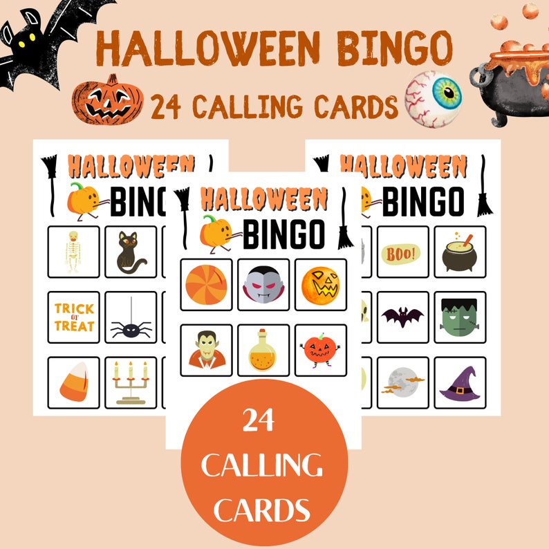 Printable 20 Halloween BINGO Cards Halloween BINGO Game for Etsy