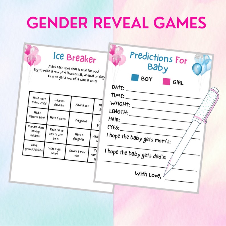 25 Gender Reveal Games Printable Gender Reveal Party Games Etsy