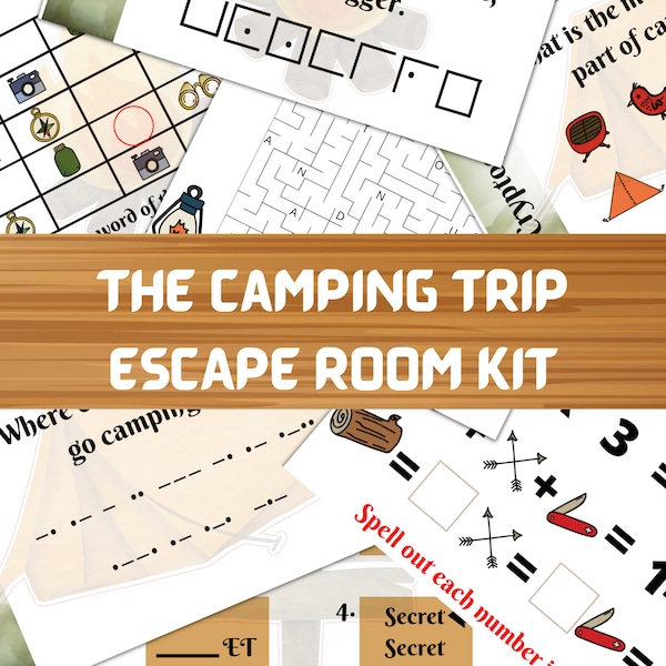 Escaperoom voor kinderen | Afdrukbare Escape Room-kit | De Camping Escape Room | DIY-escaperoom | Verjaardagsfeestspellen | Familie spelletjesavond