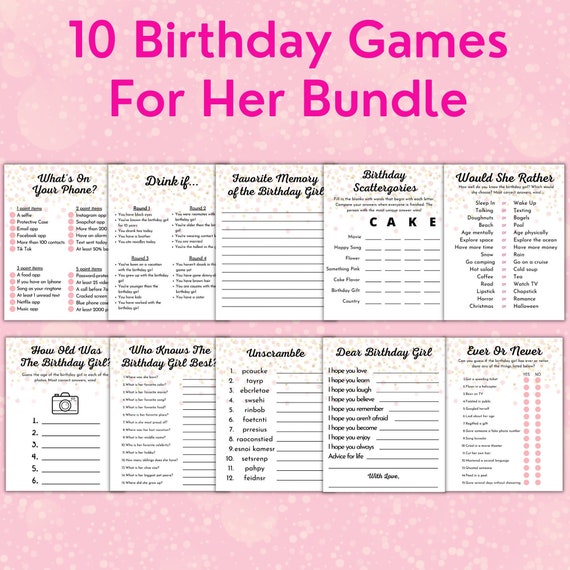 10 Printable Birthday Games for Her BundleBirthday Etsy 10 Printable Birthday Games for Her BundleBirthday Etsy