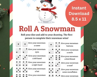 Roll A Snowman Game, Printable Christmas Game, Winter Activity for Kids ...