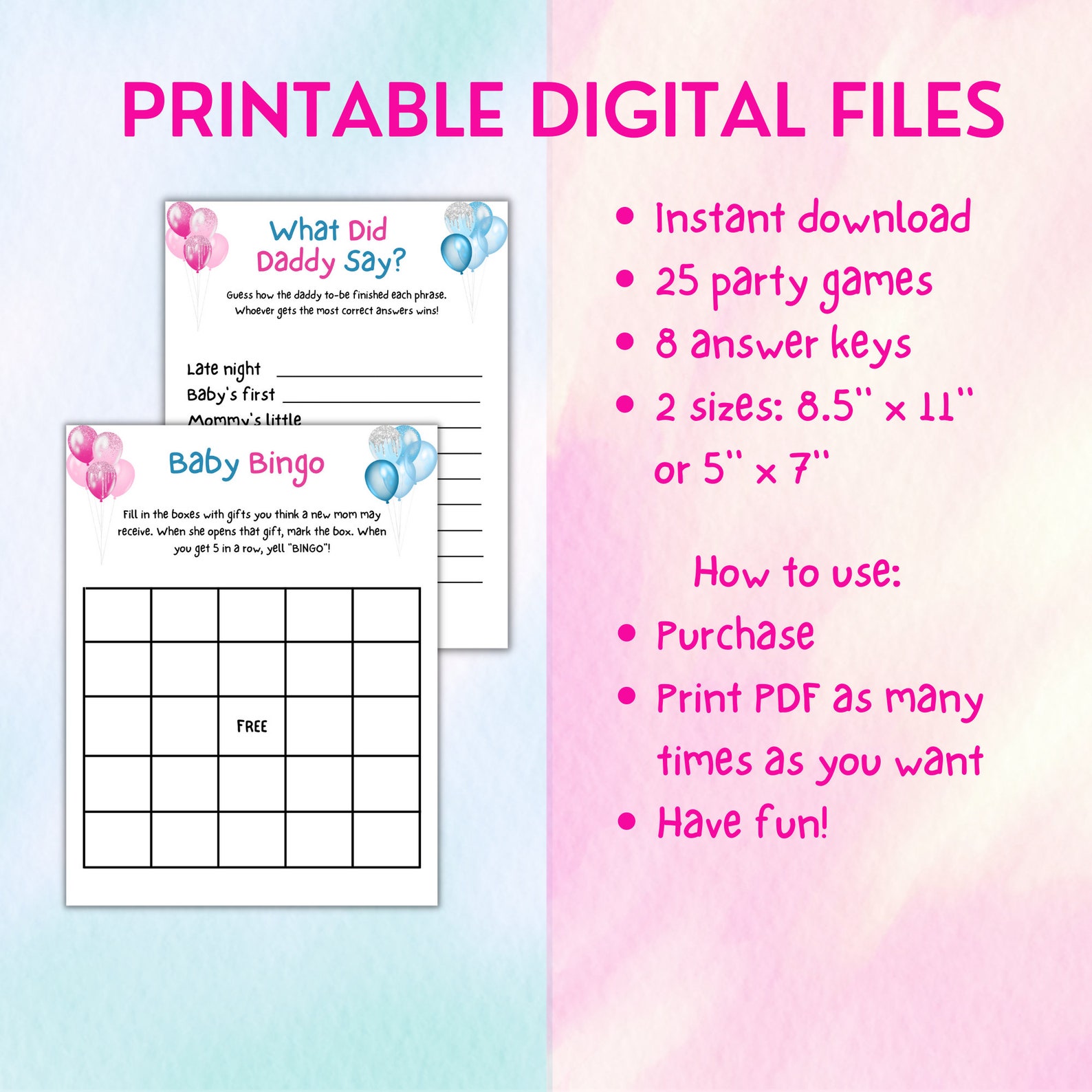 25 Gender Reveal Games Printable Gender Reveal Party Games Etsy