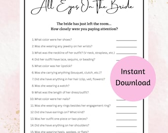 All Eyes On The Bride Game | Minimalist Wedding Party Game | Bachelorette Party | Guess the Bride's Outfit | Wedding Memory Game