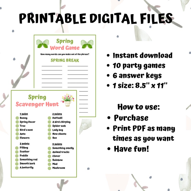 10 Spring Games Bundle Spring Classroom Activity Spring - Etsy
