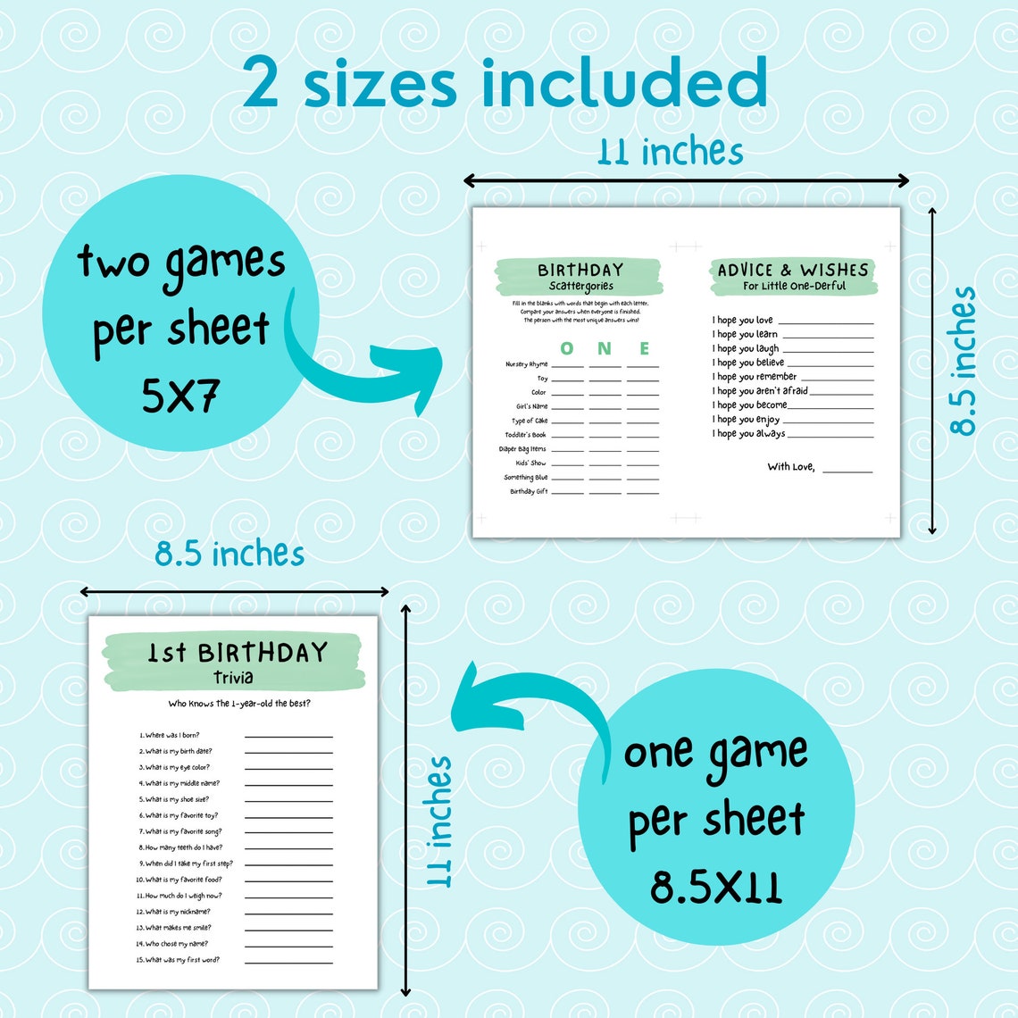 First Birthday Party Games for Girls Printable Party Games Bundle 1st ...