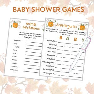 22 Pumpkin Baby Shower Games Printable Fall Baby Shower Games Autumn ...