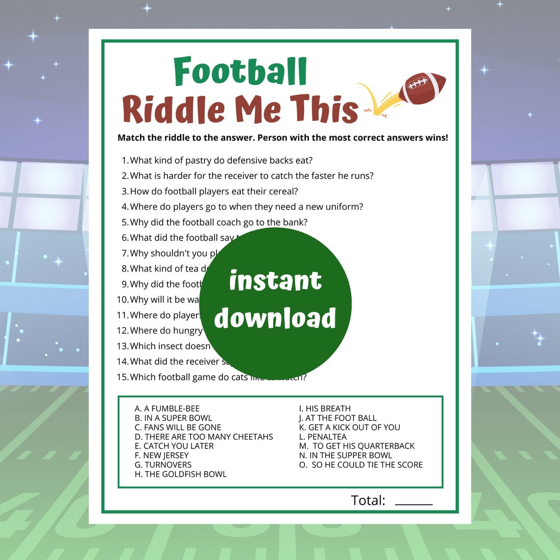 Football Riddle Me This | Bowl Party Games | Football Party Games ...