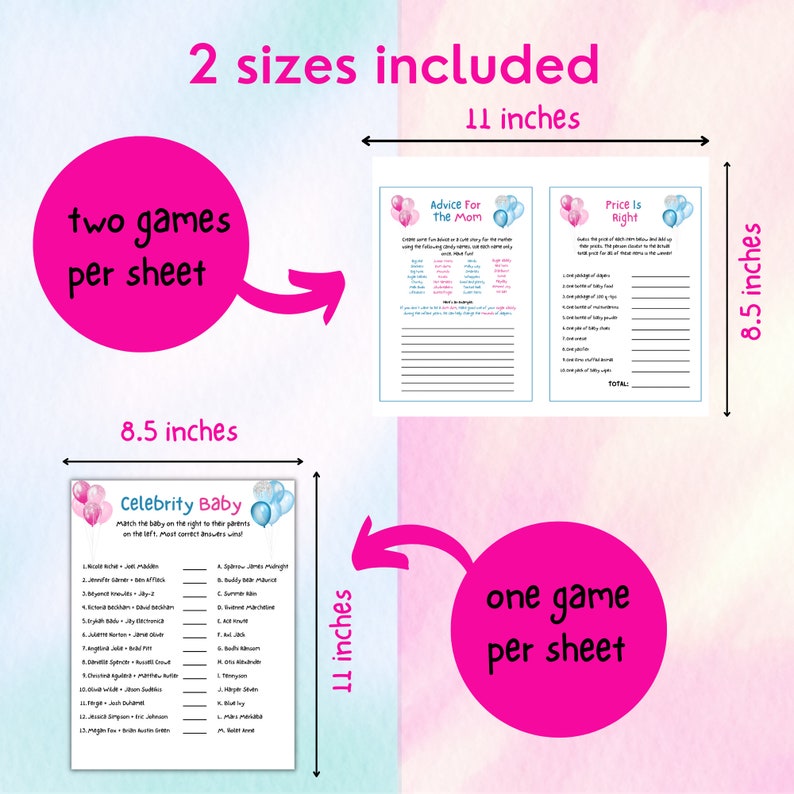 25 Gender Reveal Games Printable Gender Reveal Party Games - Etsy